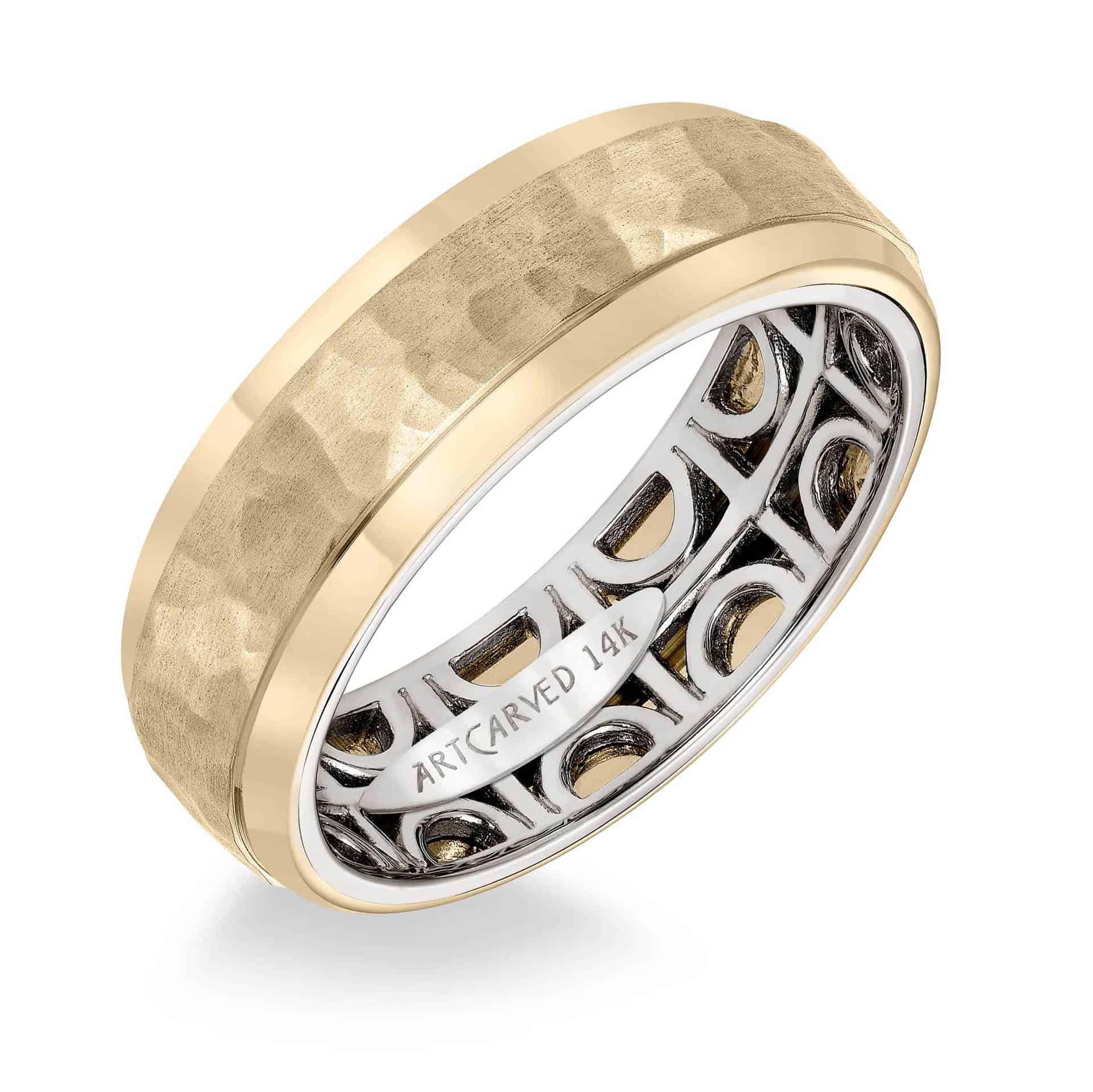 ArtCarved Men's Wedding Band with Geometric Pattern