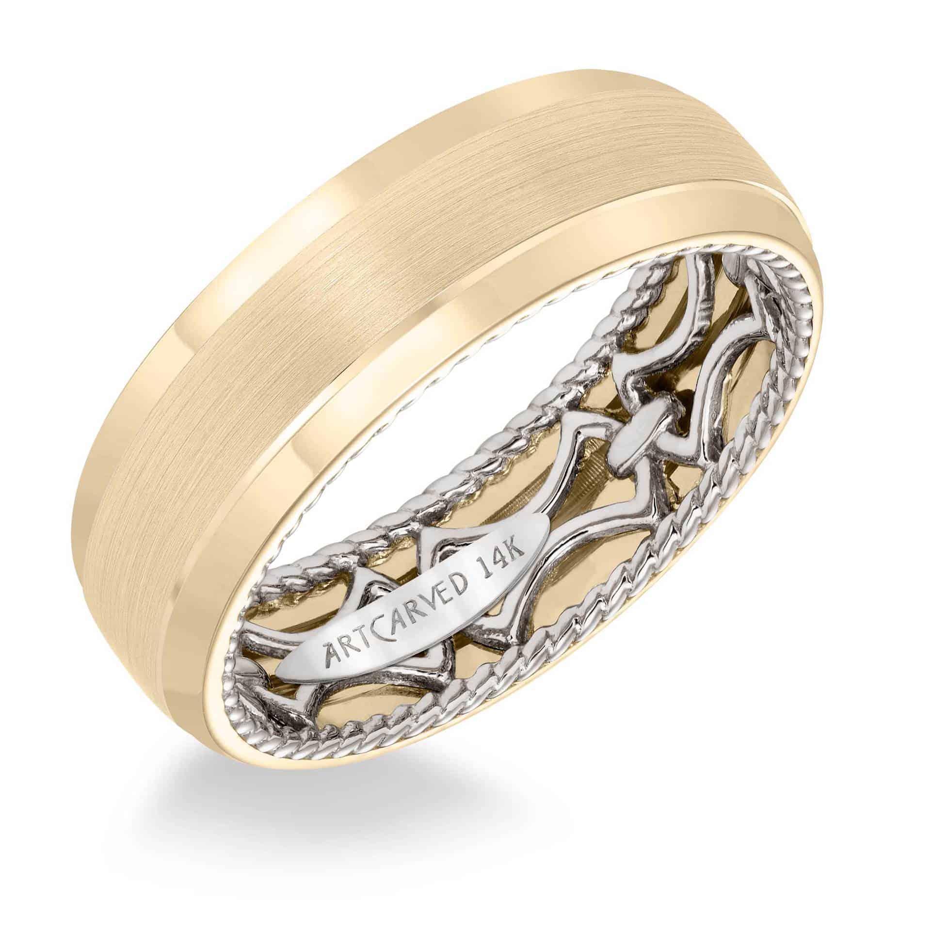 ArtCarved Men's Wedding Band with Link Pattern, Rope