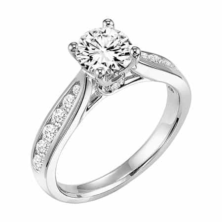 Diamond Channel Set Engagement Ring with Surprise Diamond Accent by MDC Diamonds | White