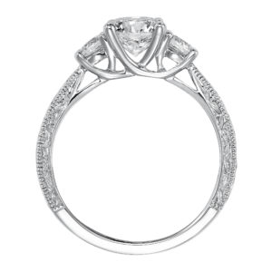 Engraved 3-Stone Diamond Engagement Ring