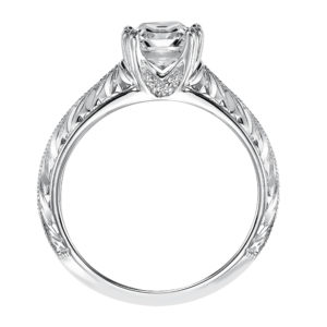 Engraved Engagement Ring with Milgrain