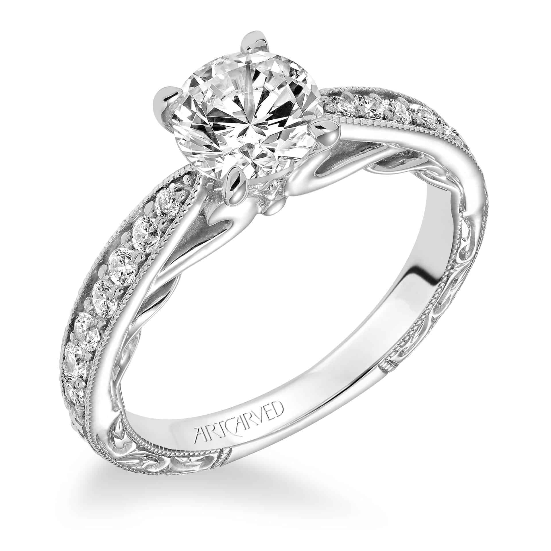 ArtCarved Rose-Cut Diamond Engagement Ring 1/2 ct tw 14K Yellow Gold | Jared