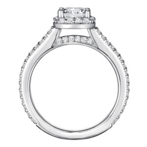 “Evangeline” Halo with split shank Engagement Ring