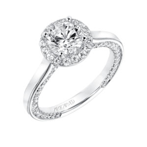 “Leilani” Halo Engagement Ring with Inside Diamond Accent