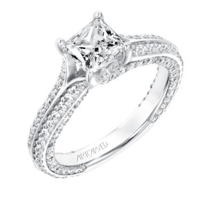 “Theodora” Double Row Diamond Princess Cut Engagement Ring
