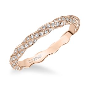 Contemporary prong set delicate twisted diamond eternity band