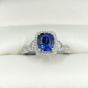 Cushion Cut Sapphire and Diamond Infinity Ring