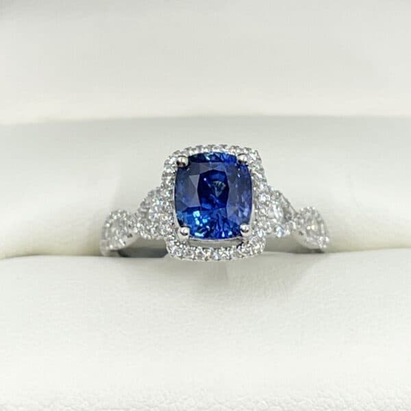 Aquamarine Diamond Infinity ring - 14K White Gold |JewelsForMe