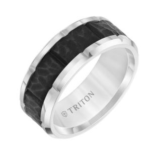 9mm White and Black Tungsten Carbine Band