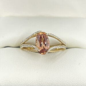 18K Yellow Gold Imperial Topaz and Diamond Ring