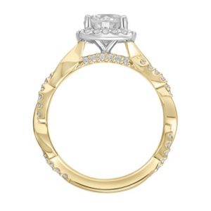 “Ciara” Diamond Twisted Shank Halo Engagement Ring