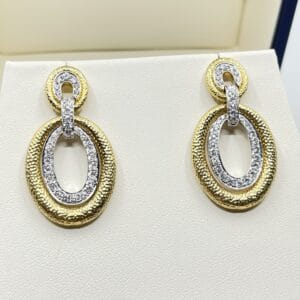 Two Tone Diamond Statement Earrings