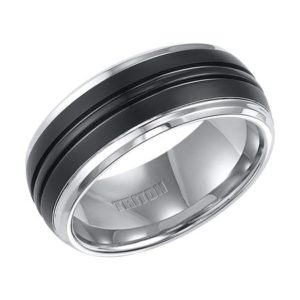 Black and White Tungsten Band