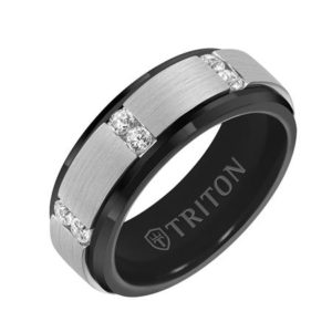 Black or Espresso Tungsten Diamond Ring