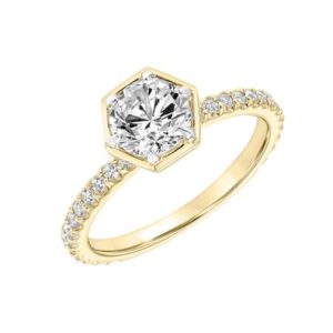 Hexagon Bezel Diamond Engagement Ring