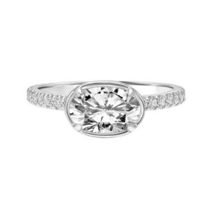 Contemporary East-West Oval Diamond Engagement