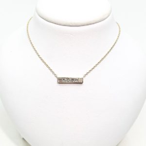 Princess Cut Diamond Bar Necklace