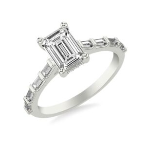 Emerald Cut and Baguette Diamond Engagement