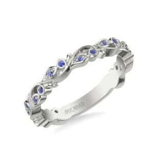 Stackable Floral Band with Blue Sapphires
