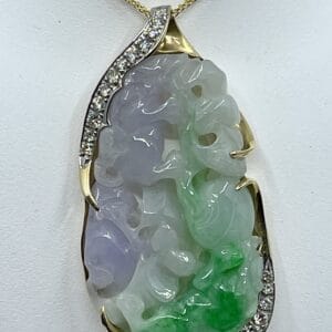 Naturaal Jade and Diamond Pendant