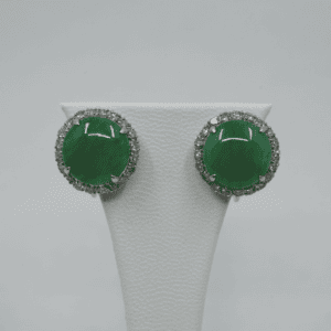Natural Jade and Diamond Earrings