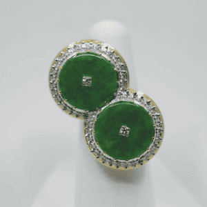 18k Gold Diamond and Jade Ring